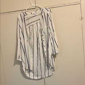 DR2 White and Black Striped Blouse